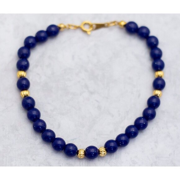 8 inch, Vintage Blue Beads Victorian Unique Beaded Bracelet by Avon - CT1 - Picture 2 of 3